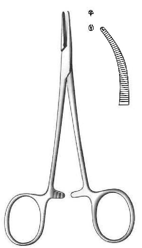 Pinza para arteria Halsted-Mosquito, curva, dientes de 1:2 - longitud = 12 cm / 4-3/4"