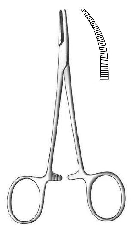 Pinza para arteria Halsted-Mosquito, curva - longitud = 9 cm / 3-1/2"