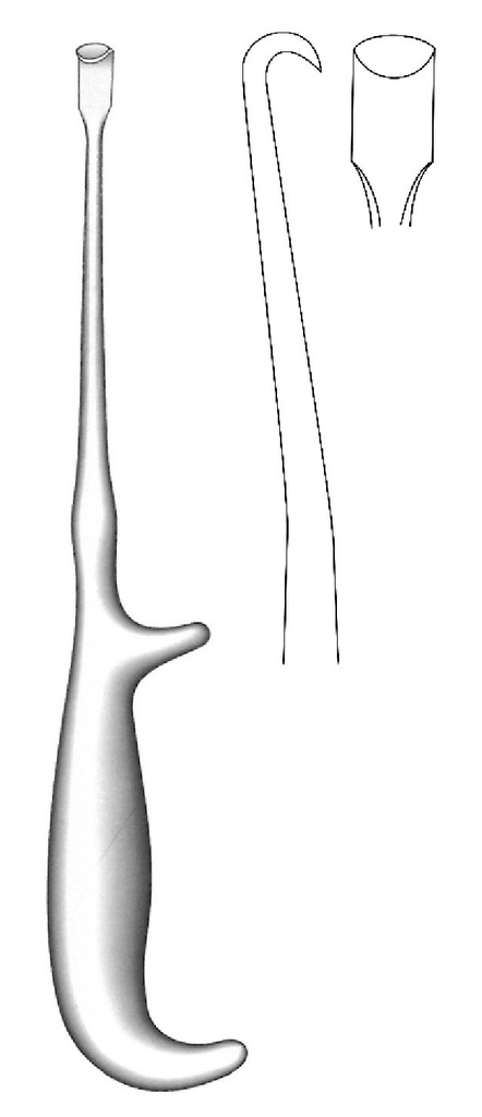 Hargis periosteum elevator, left, tip = 9 mm