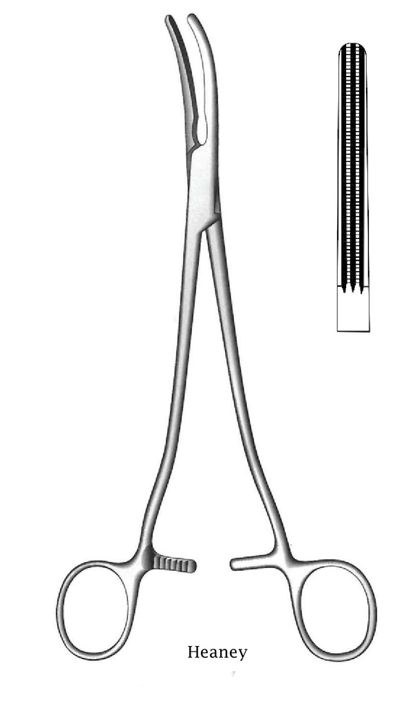 Heaney hysterectomy clamp - length = 22.5 cm / 9 "