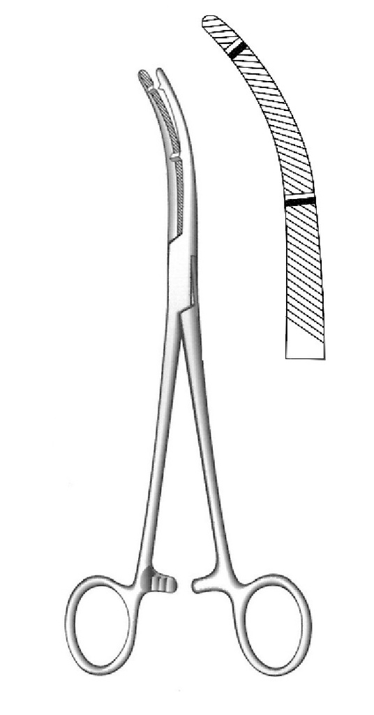 Pinza para histerectomía Heaney, doble diente - longitud = 24.5 cm / 9-3/4"
