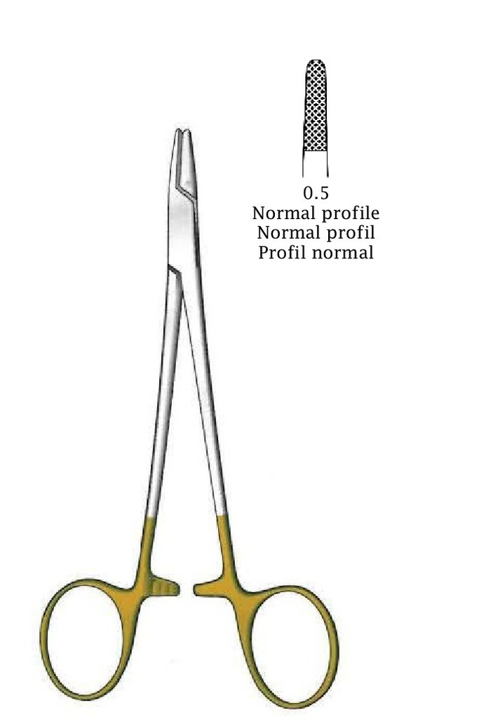 Porta agujas Hegar-Baumgartner, TC Gold - longitud = 13 cm / 5"