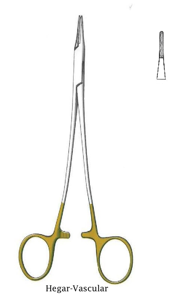 Porta agujas Hegar-Vascular, TC Gold - longitud = 14 cm / 5-1/2"