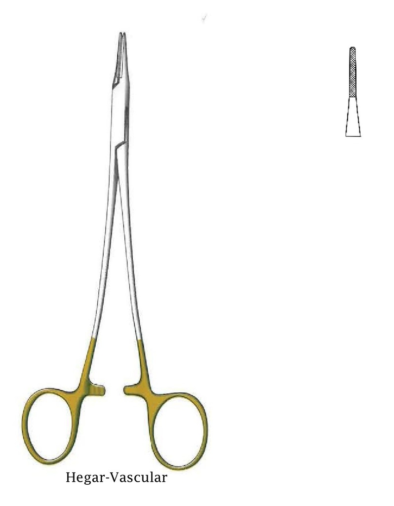 Hegar -Vascular needle holder, Gold TC - Length = 18 cm / 7 "