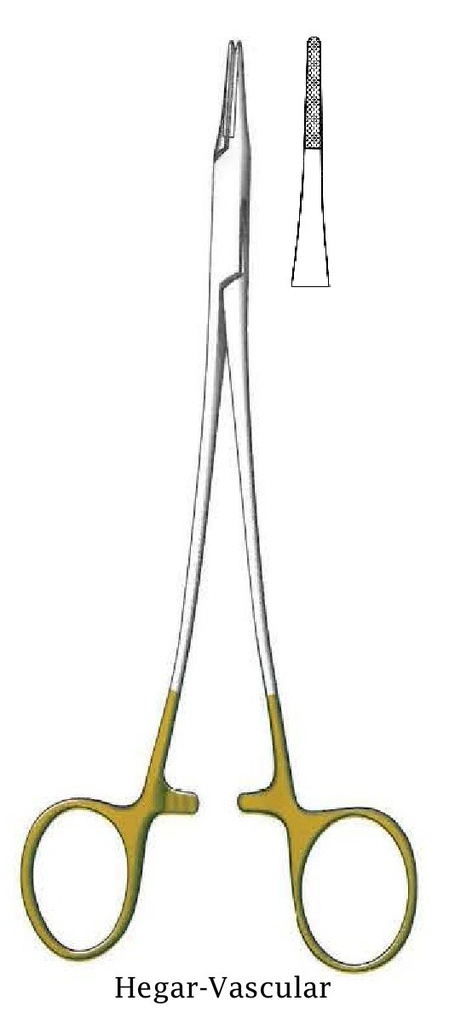 Hegar -Vascular needle holder, Gold TC - Length = 23 cm / 9 "