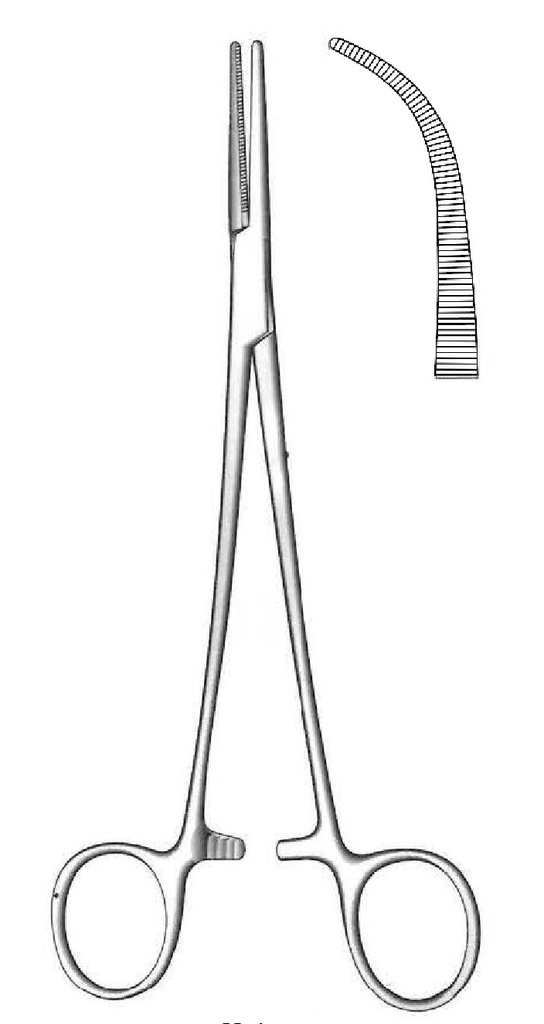 Pinza para arteria Heiss, curva fuerte
