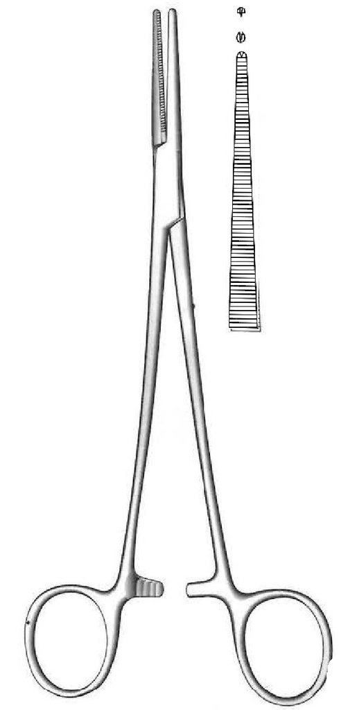 Pinza para arteria Heiss, recta, dientes = 1:2