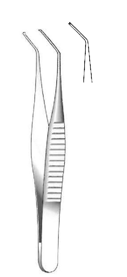 Hess Iris Forceps, double angled - length = 7 cm / 2-3/4"