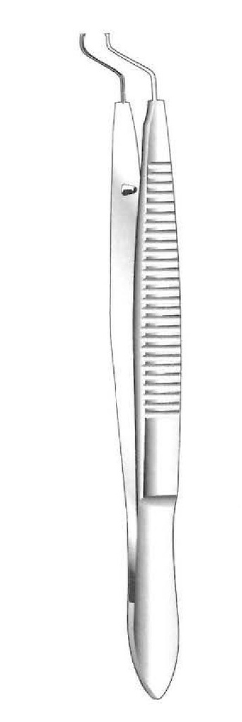 Hess Iris Forceps, double curved - length = 9 cm / 3-1/2"