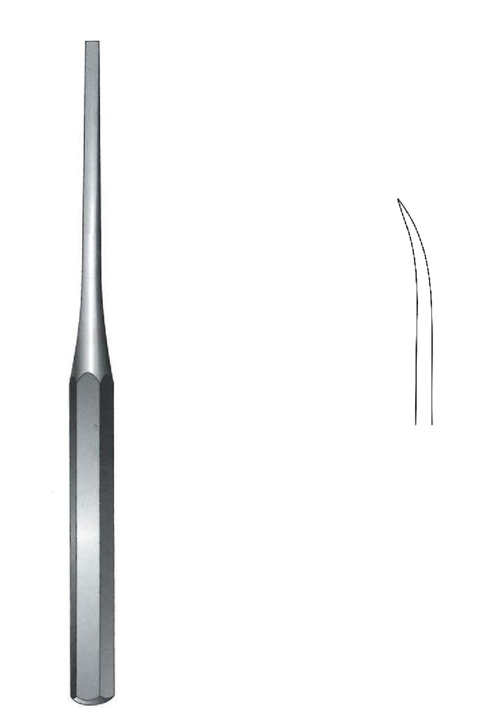 Osteótomo para hueso Hibbs-Hilder, curvo, ancho = 19 mm - longitud = 18 cm / 7"