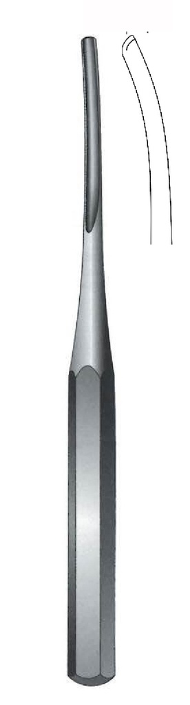 Gubia para hueso Hilder, curva, ancho = 32 mm - longitud = 18 cm / 7"