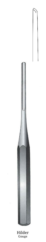 Gubia para hueso Hilder, recta, ancho = 6 mm - longitud = 18 cm / 7"