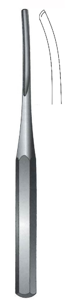 Gubia para hueso Hilder, curva, ancho = 13 mm - longitud = 23 cm / 9"