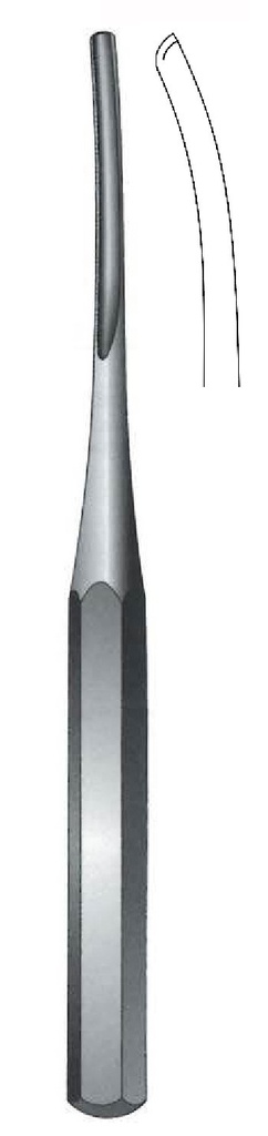 Gubia para hueso Hilder, curva, ancho = 25 mm - longitud = 23 cm / 9"
