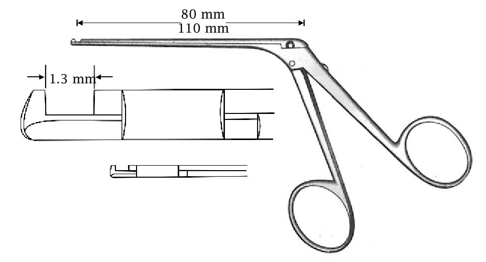 Micro pinza para oído House-Dieter, corte hacia abajo, punta = 1.3 mm - longitud = 110 mm