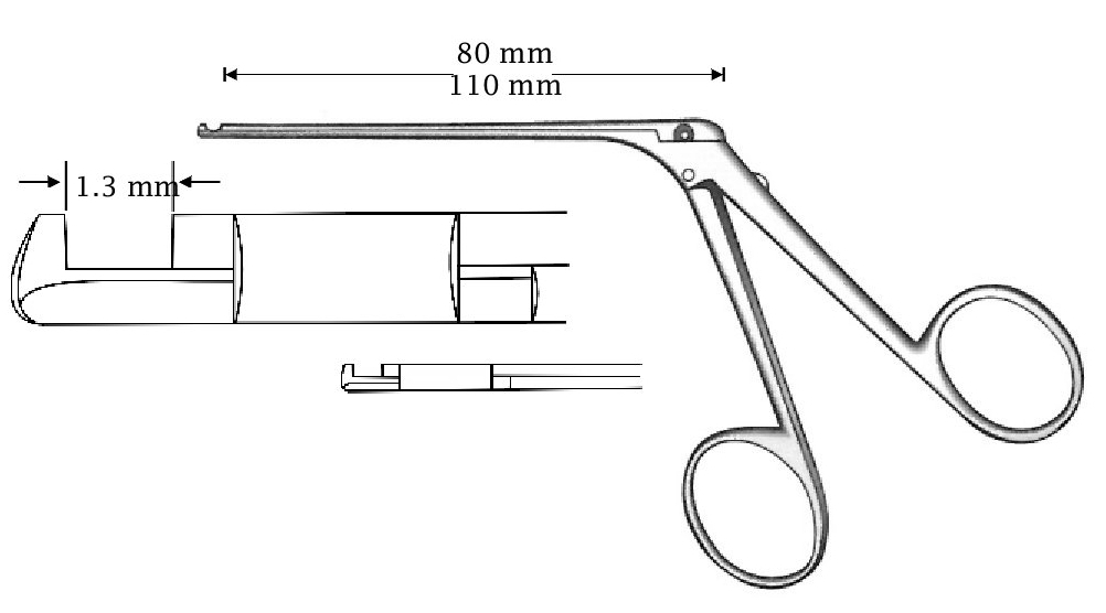 Micro clamp for heye -dieter, black finish, right cut, tip = 1.3 mm - length = 110 mm