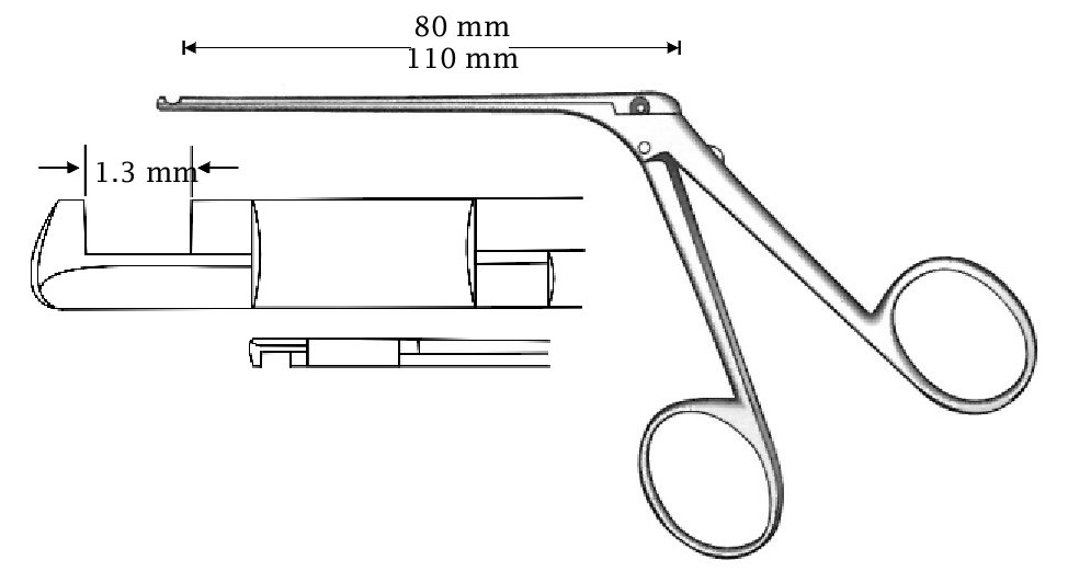 Micro clamp for heye -dieter, left cut, tip = 1.3 mm - length = 80 mm