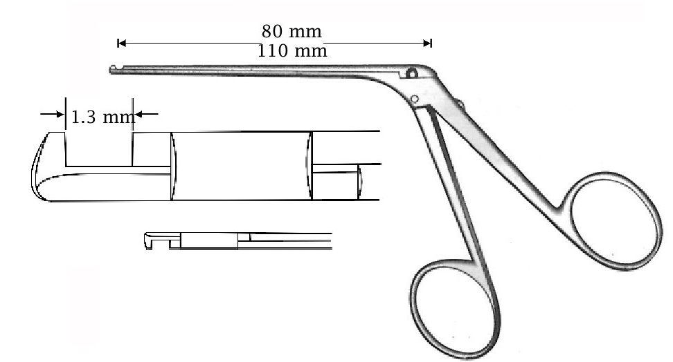 Micro clamp for heye -dieter, cutting up, tip = 1.3 mm - length = 80 mm