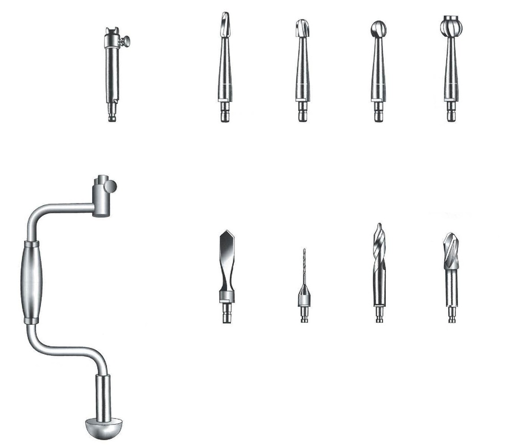 Taladro manual Hudson, juego completo con mangos de ferrozell