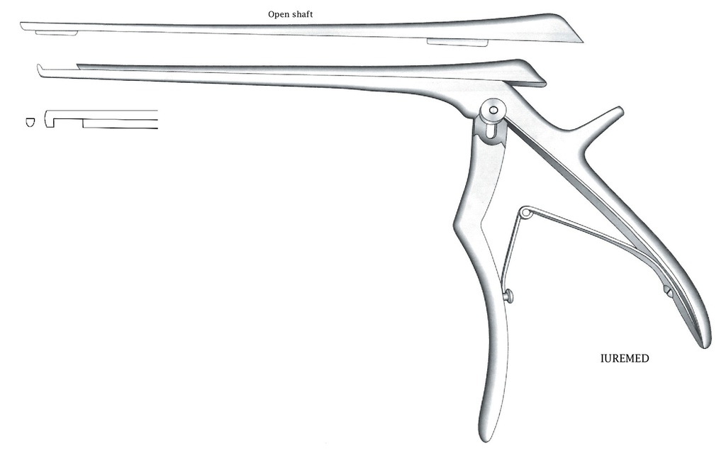 Pinza para disco intervertebral, corte hacia abajo, ancho = 2 mm - longitud del eje = 15 cm