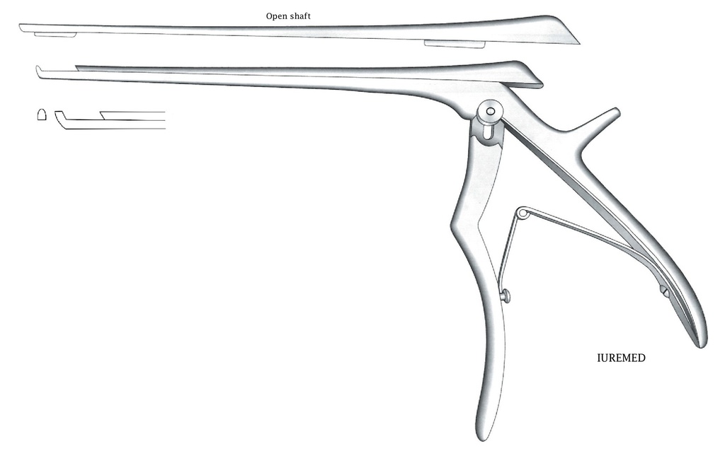 Pinza para disco intervertebral, corte hacia adelante, ancho = 2 mm - longitud del eje = 15 cm