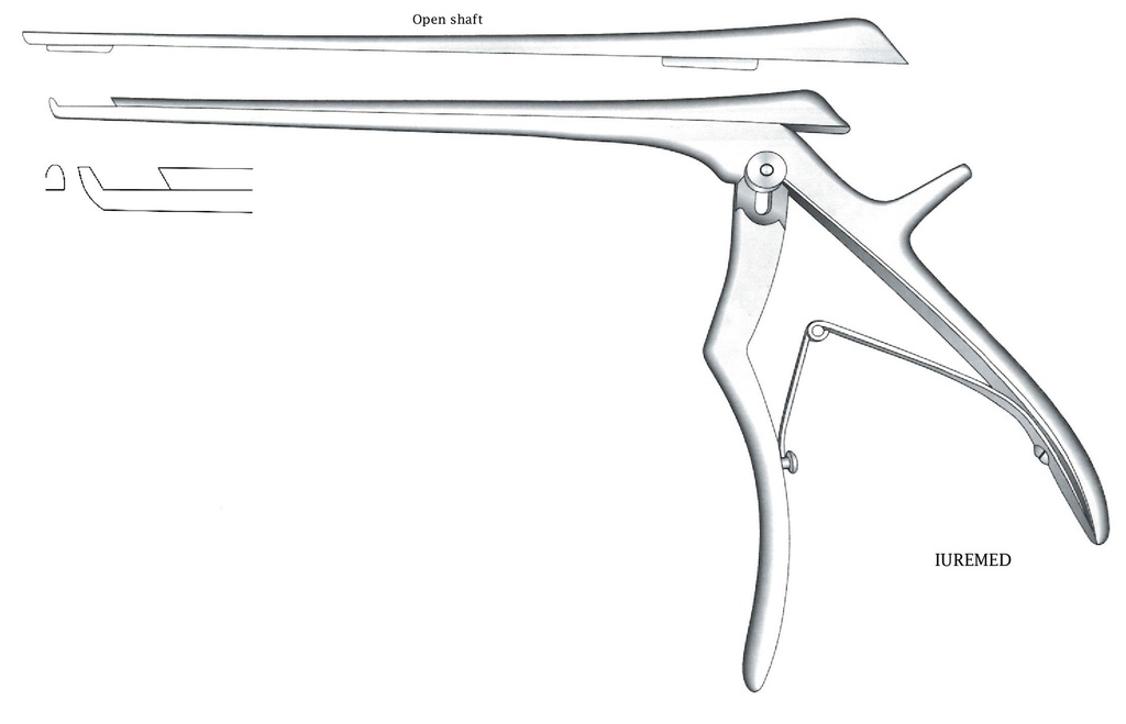 Pinza para disco intervertebral, corte hacia adelante, ancho = 3 mm - longitud del eje = 15 cm