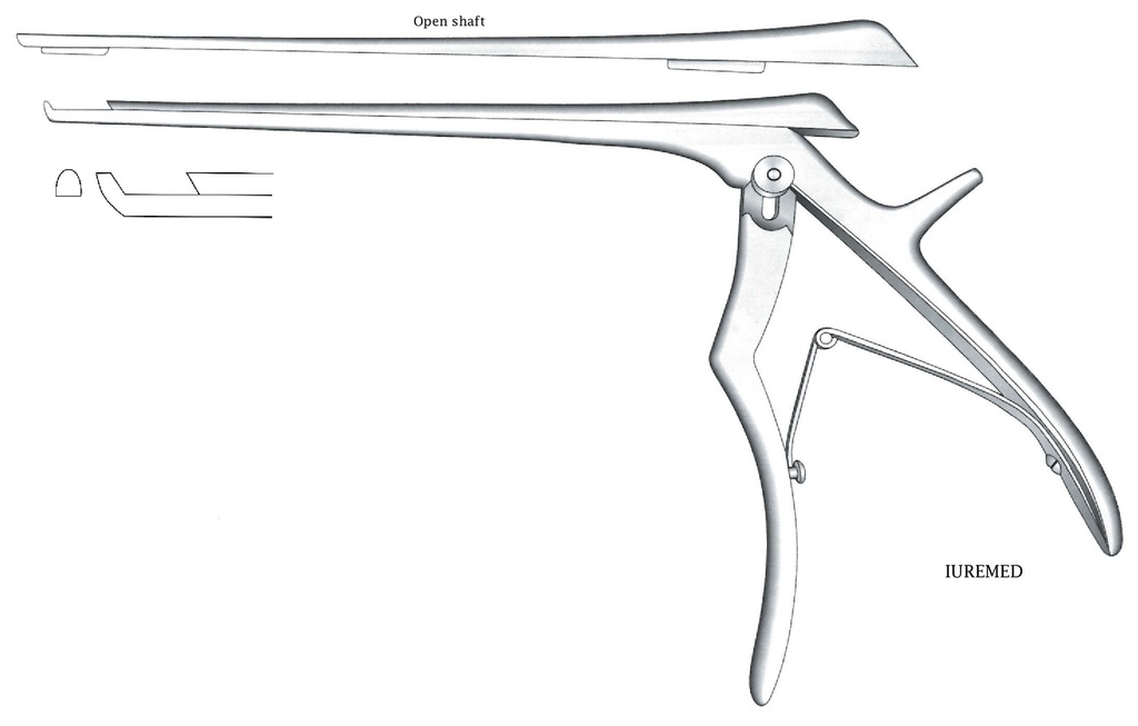 Intervertebral disc clamp, forward cut, width = 4 mm - Axis length = 15 cm