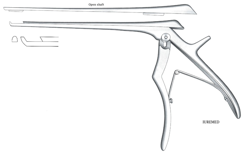 Pinza para disco intervertebral, corte hacia adelante, ancho = 4 mm - longitud del eje = 15 cm