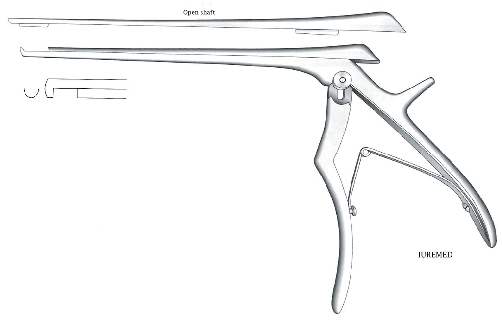Pinza para disco intervertebral, corte hacia abajo, ancho = 5 mm - longitud del eje = 15 cm