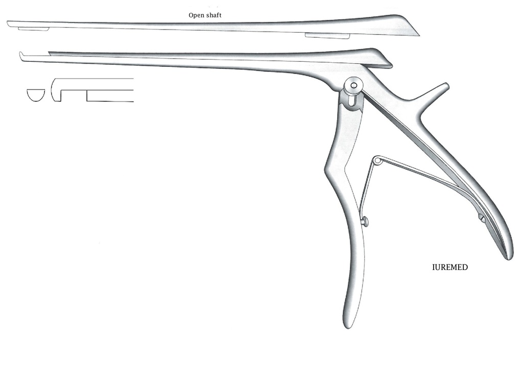 Pinza para disco intervertebral, corte hacia abajo, ancho = 6 mm - longitud del eje = 15 cm