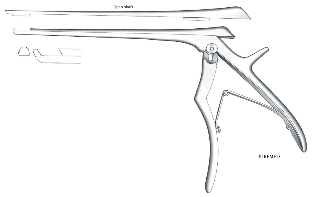 Intervertebral disc clamp, forward cut, width = 6 mm - Axis length = 15 cm