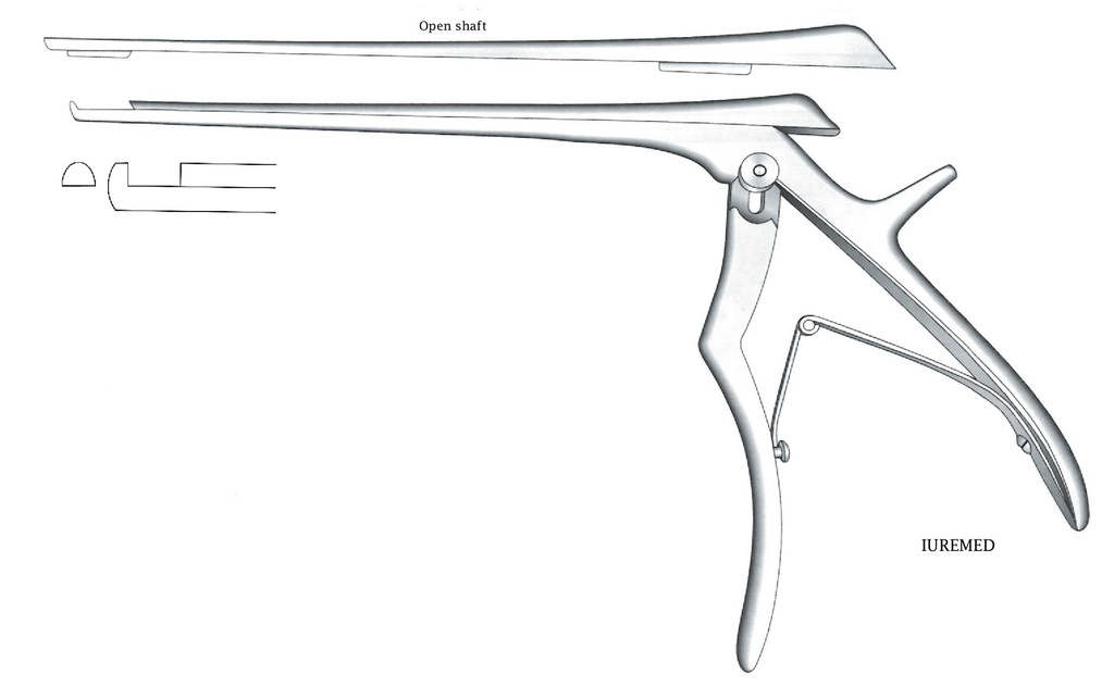 Pinza para disco intervertebral, corte hacia arriba, ancho = 6 mm - longitud del eje = 15 cm