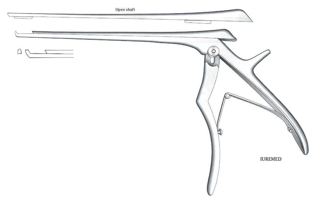 Pinza para disco intervertebral, corte hacia adelante, ancho = 2 mm - longitud del eje = 18 cm