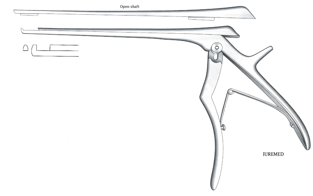 Pinza para disco intervertebral, corte hacia arriba, ancho = 3 mm - longitud del eje = 18 cm