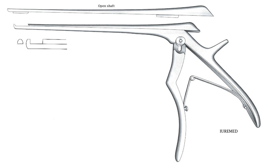 Pinza para disco intervertebral, corte hacia arriba, ancho = 4 mm - longitud del eje = 18 cm