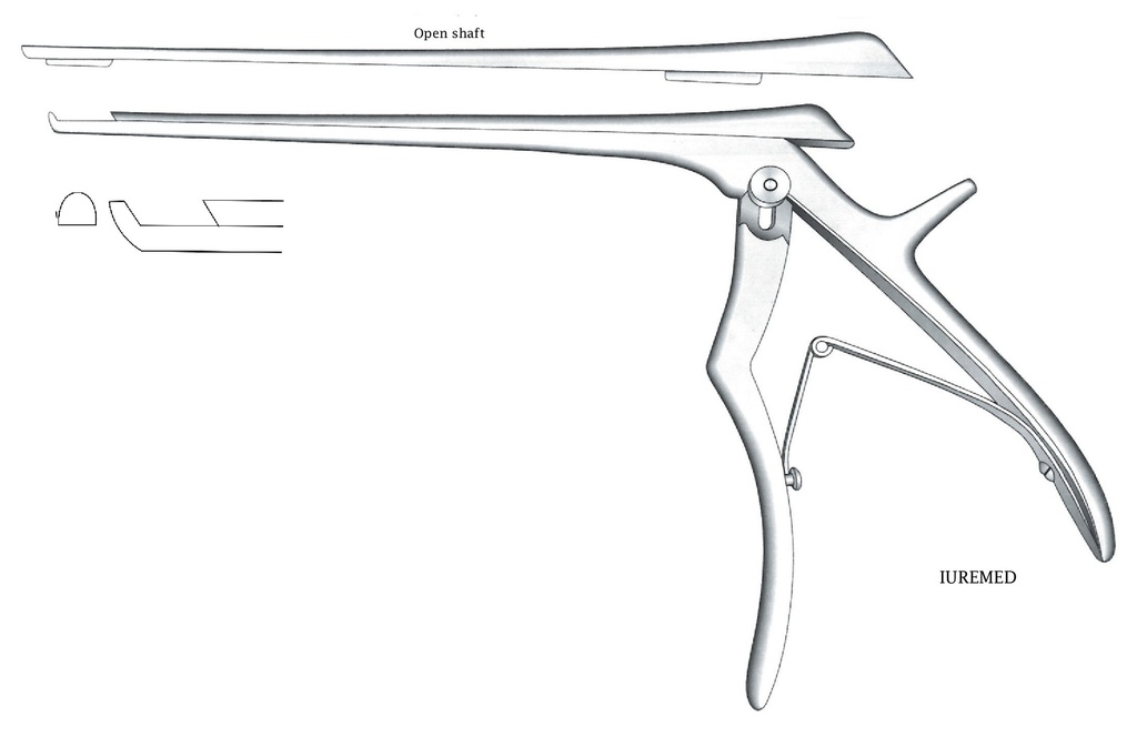 Intervertebral disc clamp, forward cut, width = 6 mm - Axis length = 18 cm