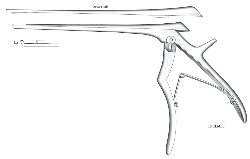Pinza para disco intervertebral, corte hacia adelante, ancho = 2 mm - longitud del eje = 20 cm