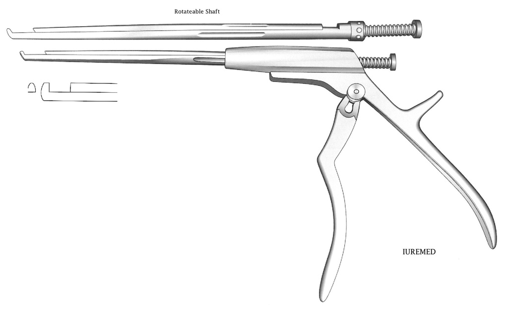 Intervertebral disc clamp, rotating axis, upstream, width = 3 mm - Axis length = 20 cm