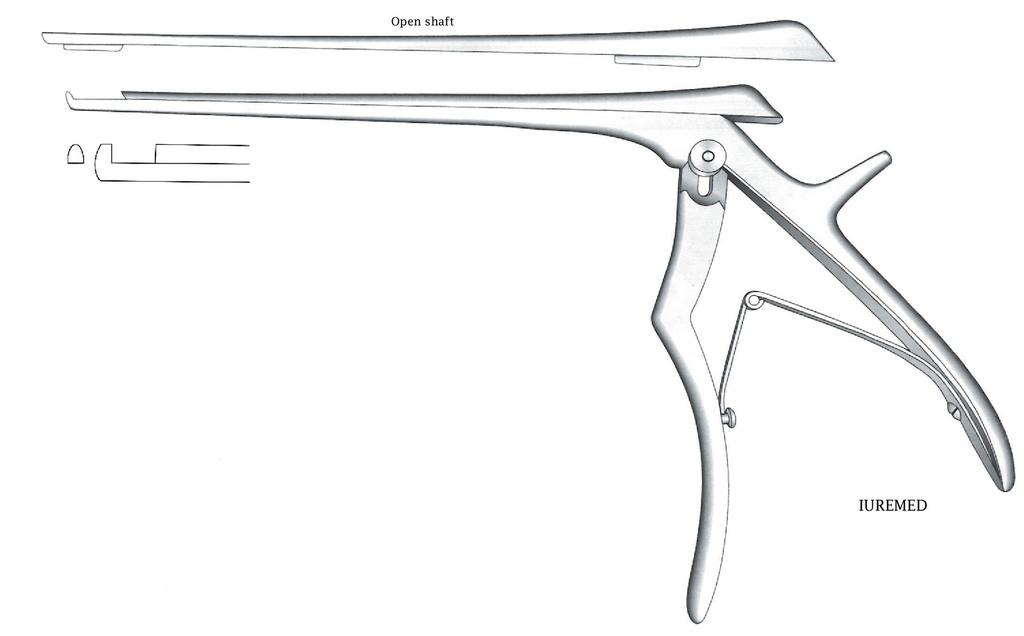 Pinza para disco intervertebral, corte hacia arriba, ancho = 3 mm - longitud del eje = 20 cm