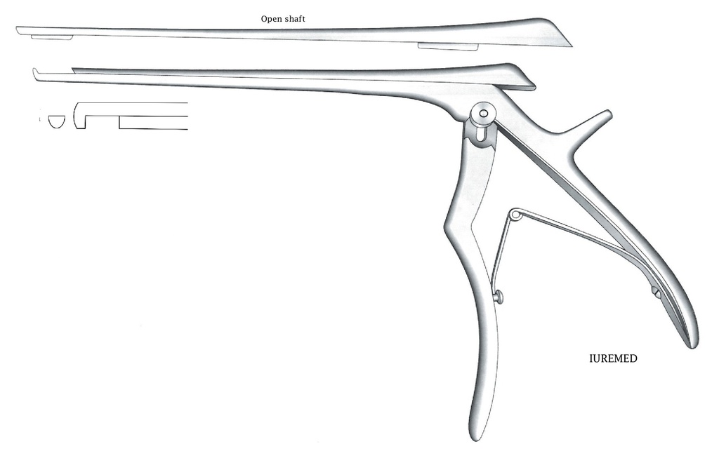Pinza para disco intervertebral, corte hacia abajo, ancho = 4 mm - longitud del eje = 20 cm