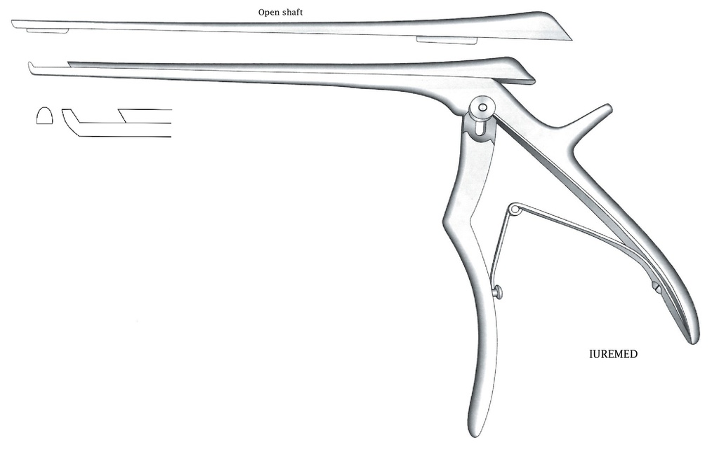 Pinza para disco intervertebral, corte hacia adelante, ancho = 4 mm - longitud del eje = 20 cm