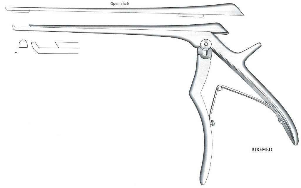 Intervertebral disc clamp, forward cut, wide = 5 mm - Axis length = 20 cm