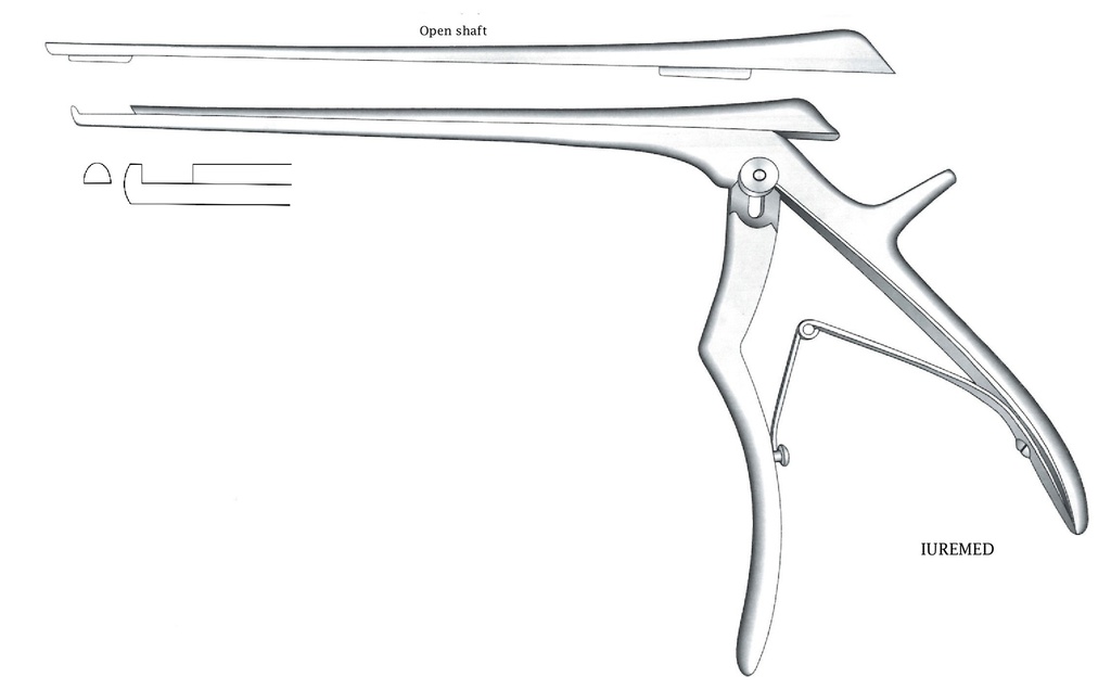 Pinza para disco intervertebral, corte hacia arriba, ancho = 5 mm - longitud del eje = 20 cm