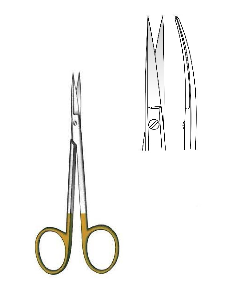 Iris gum scissors, straight, GOLD TC - Length = 11.5 cm/4-1/2 "