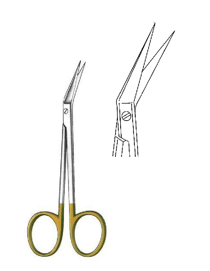 Iris gum scissors, lateral angle, Gold TC