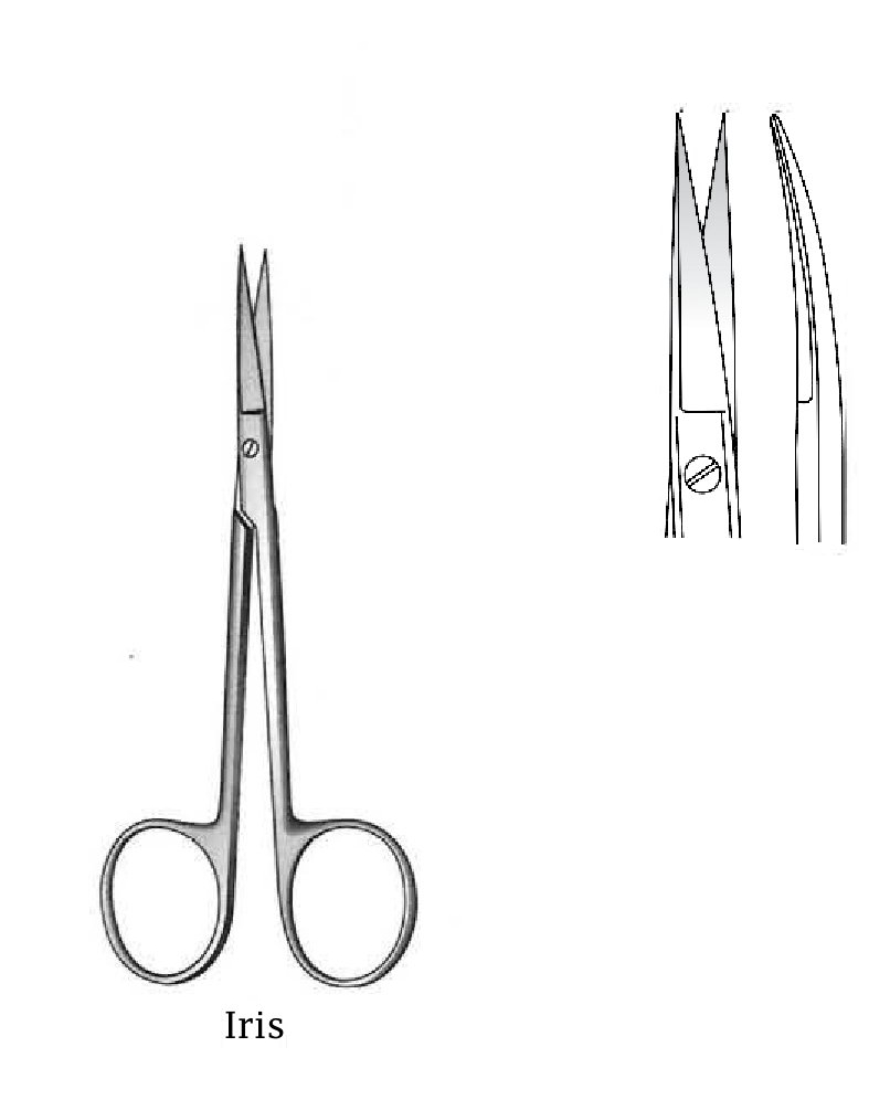 Iris surgical scissors, sharp, flat, curve