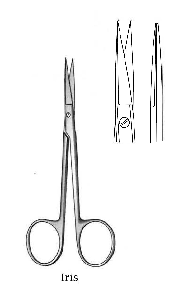 Tijera quirúrgica Iris, plana, recta, 11.5 cm / 4½”