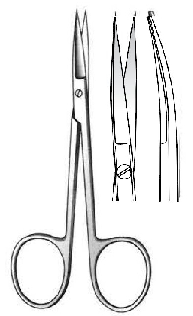 Fine surgical scissors, curve, round - length = 10.5 cm / 4-1 / 4 "
