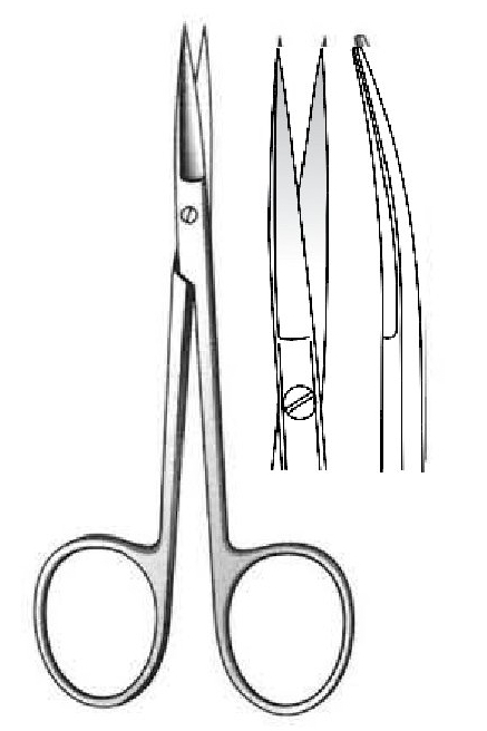 Fine surgical scissors, curve, round - length = 9 cm / 3-1 / 2 "
