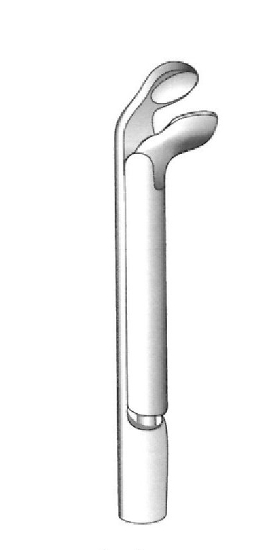 Jackson laryngeal polyp clamp, angled, diameter = 4 mm